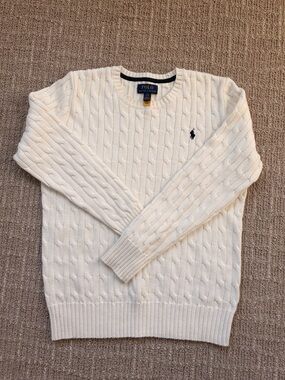 Polo by Ralph Lauren Cream Cable-Knit Crewneck Sweater